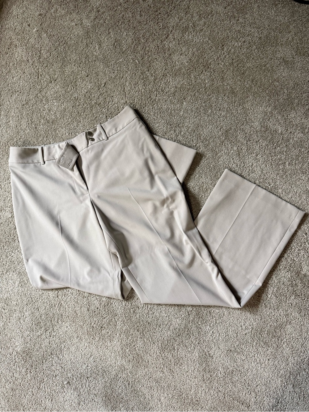 Calvin Klein Cream Straight-Leg Dress Pants
